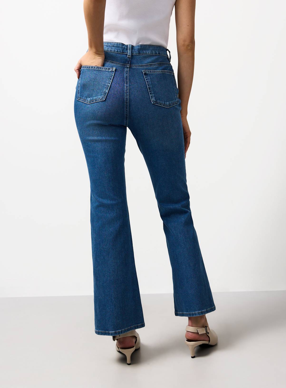 Mid Blue Denim Slim Fit Flares 8R - Image 4